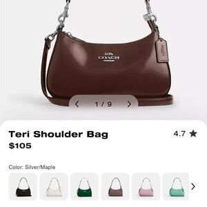 Coach Brown Leather Shoulder Bag with Silver Hardware